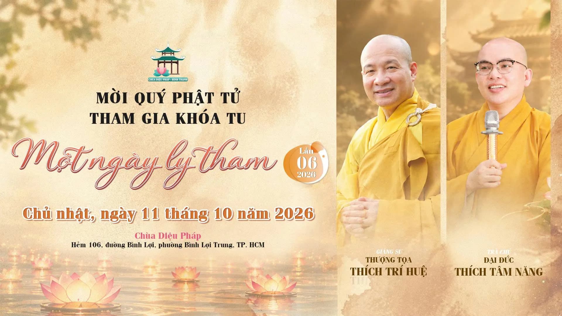 KHÓA TU "MỘT NGÀY LY THAM" LẦN 06 NĂM 2026