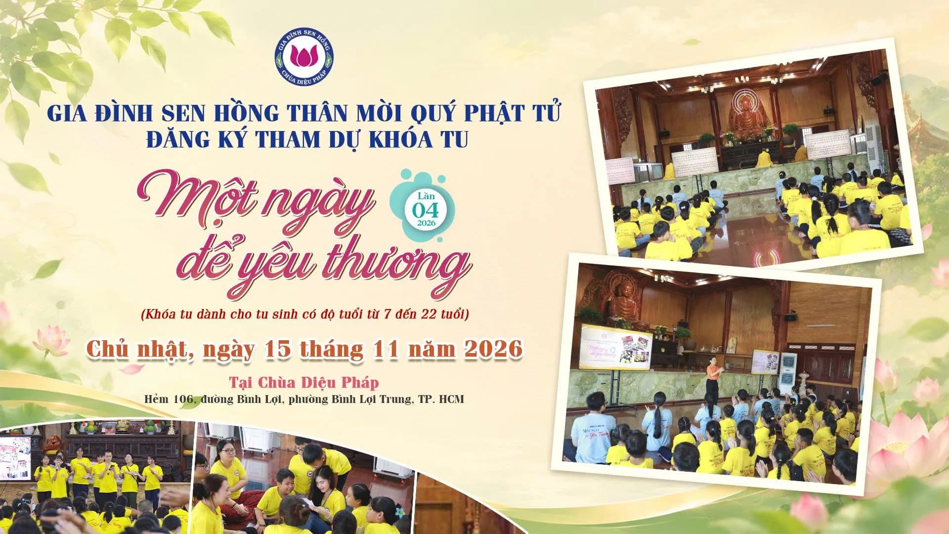 KHÓA TU “MỘT NGÀY ĐỂ YÊU THƯƠNG” – LẦN 04 NĂM 2026