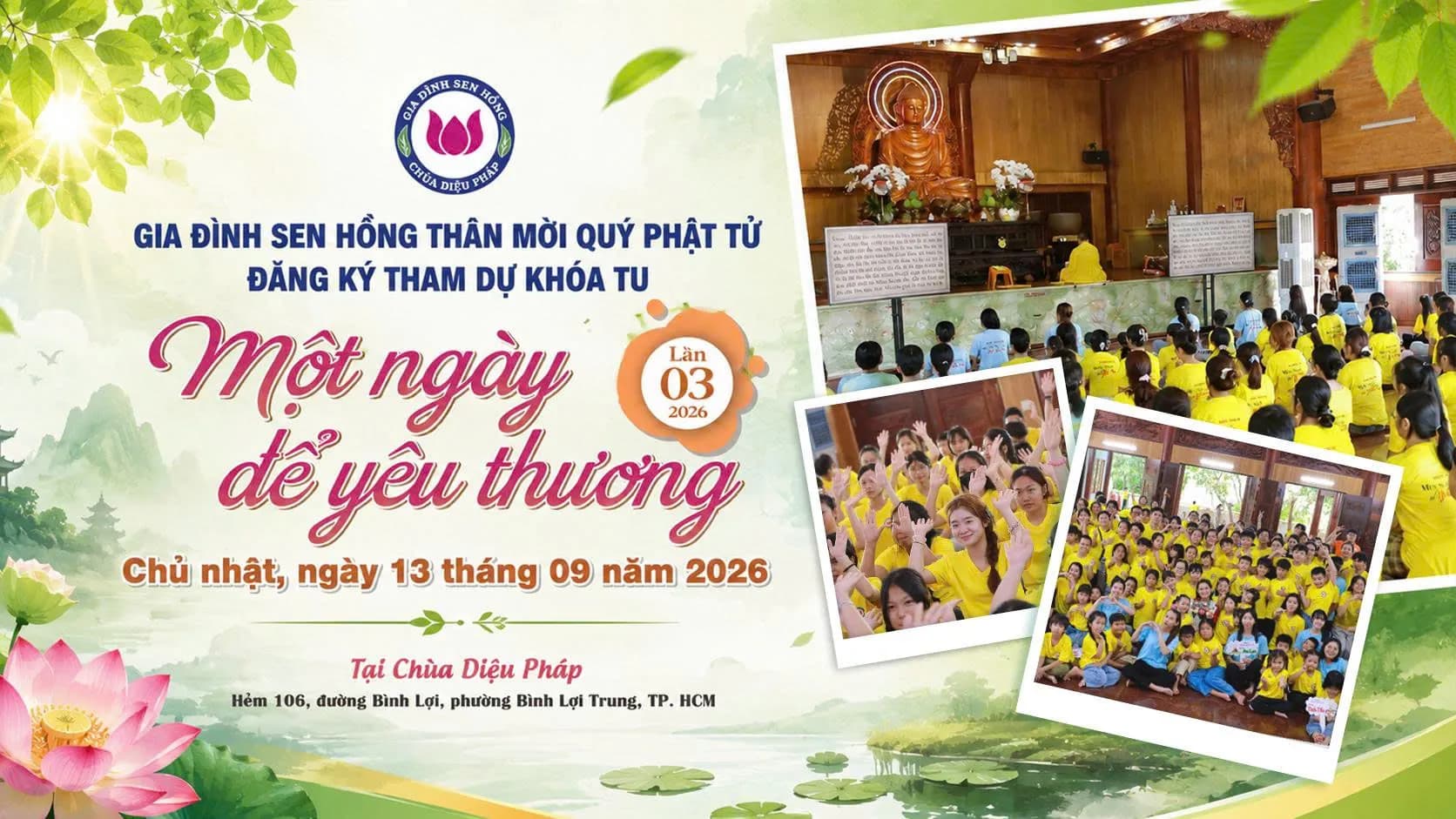 KHÓA TU “MỘT NGÀY ĐỂ YÊU THƯƠNG” – LẦN 03 NĂM 2026