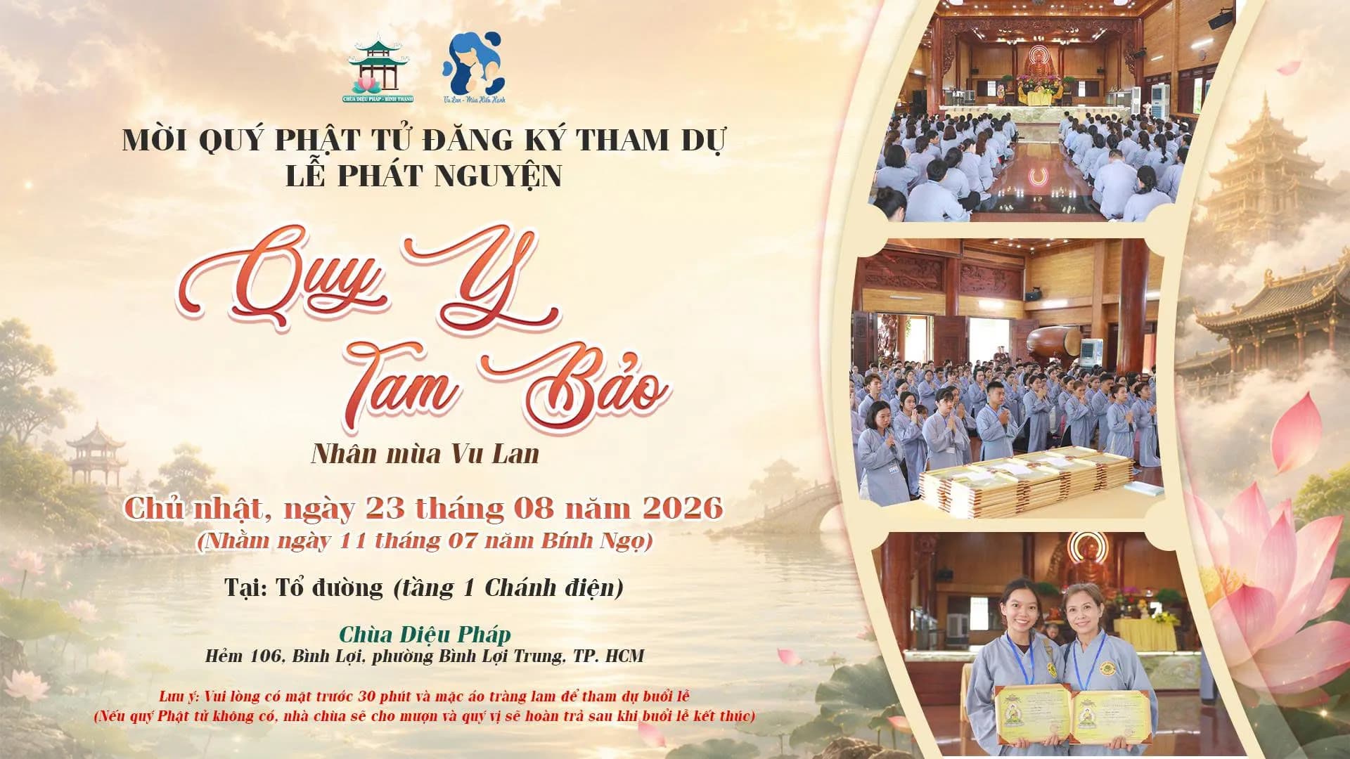 PHÁT NGUYỆN QUY Y TAM BẢO VU LAN 2026